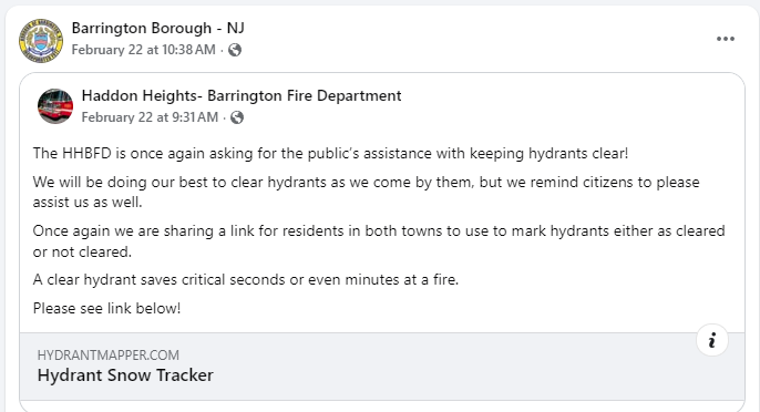 Barrington hydrant mapper view used by residents, borough leadership, and fire department